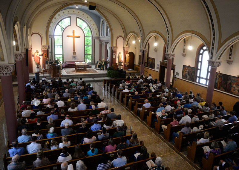 Photo of congregation at a mass.