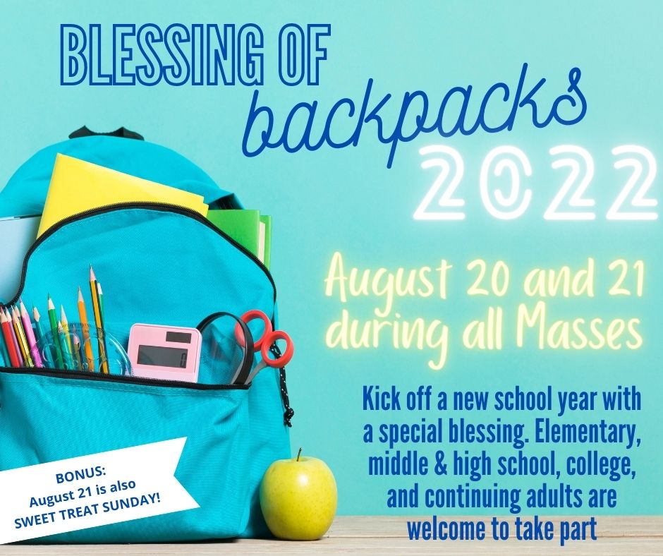 Blessing of Backpacks graphic.