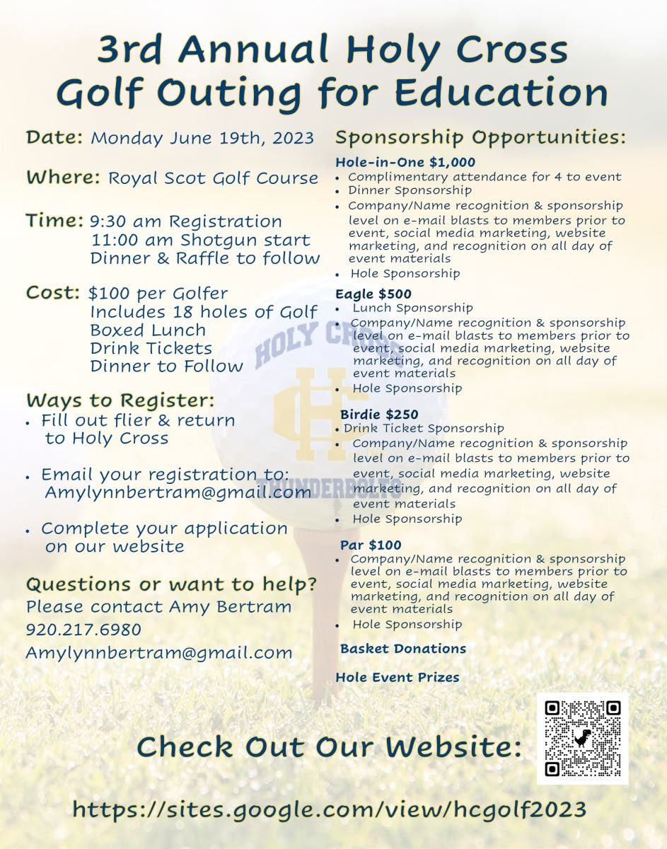 Golf Outing information for Holy Cross Catholic School